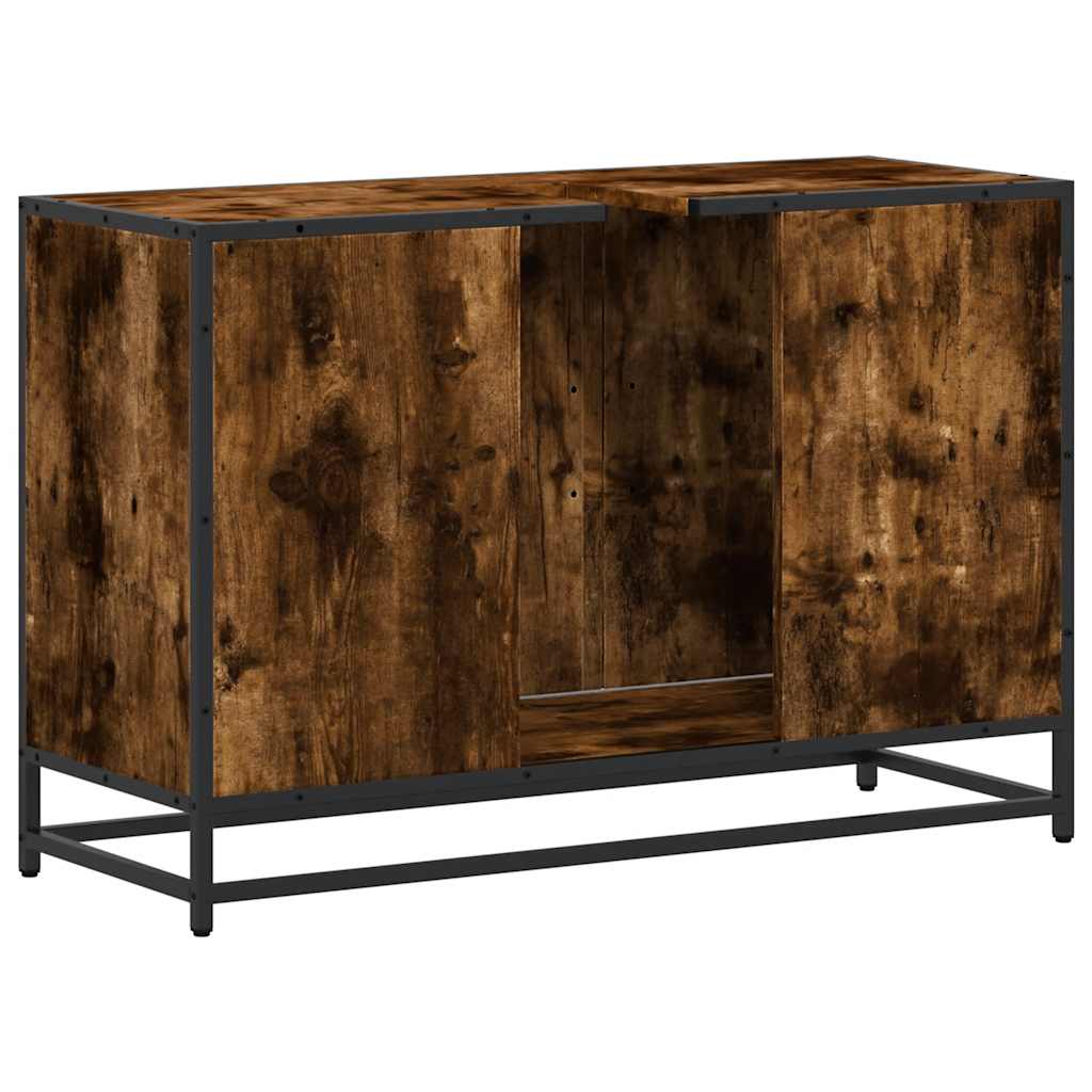 skab til håndvask til badeværelse 90x33x60 cm røget eg