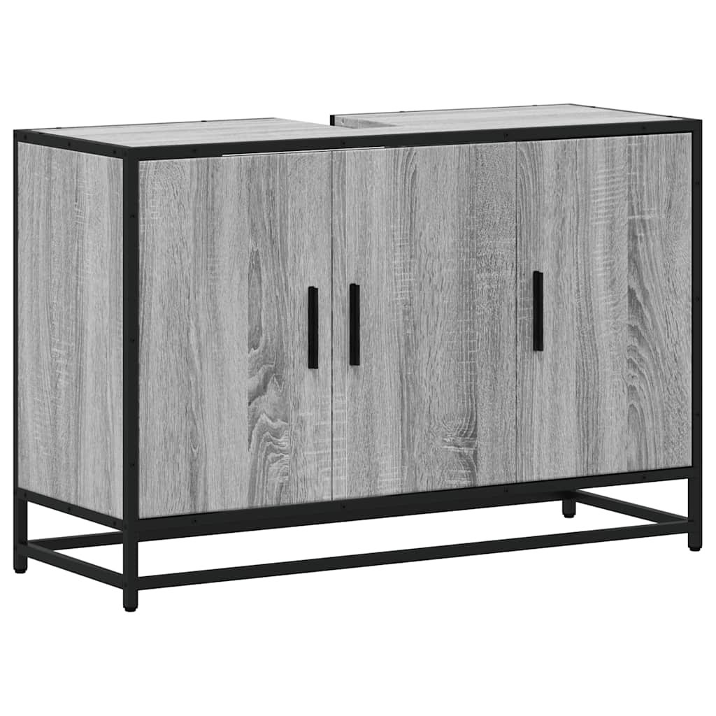 skab til håndvask til badeværelse 90x33x60 cm grå sonoma