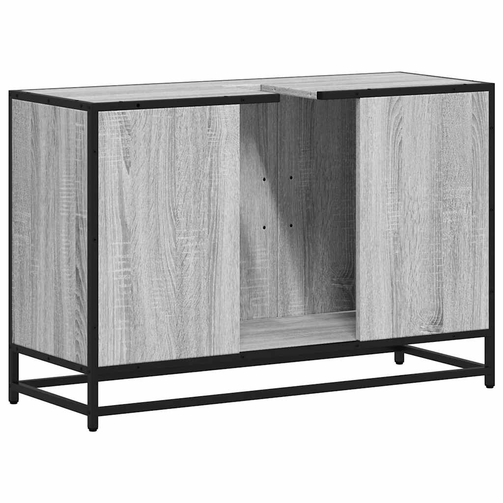 skab til håndvask til badeværelse 90x33x60 cm grå sonoma
