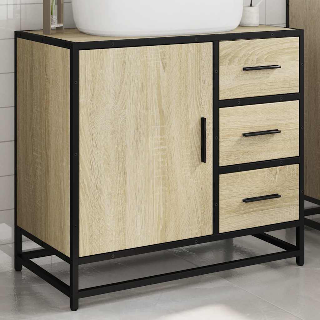 underskab til badeværelse 65x33x60 cm konstrueret træ sonoma-eg