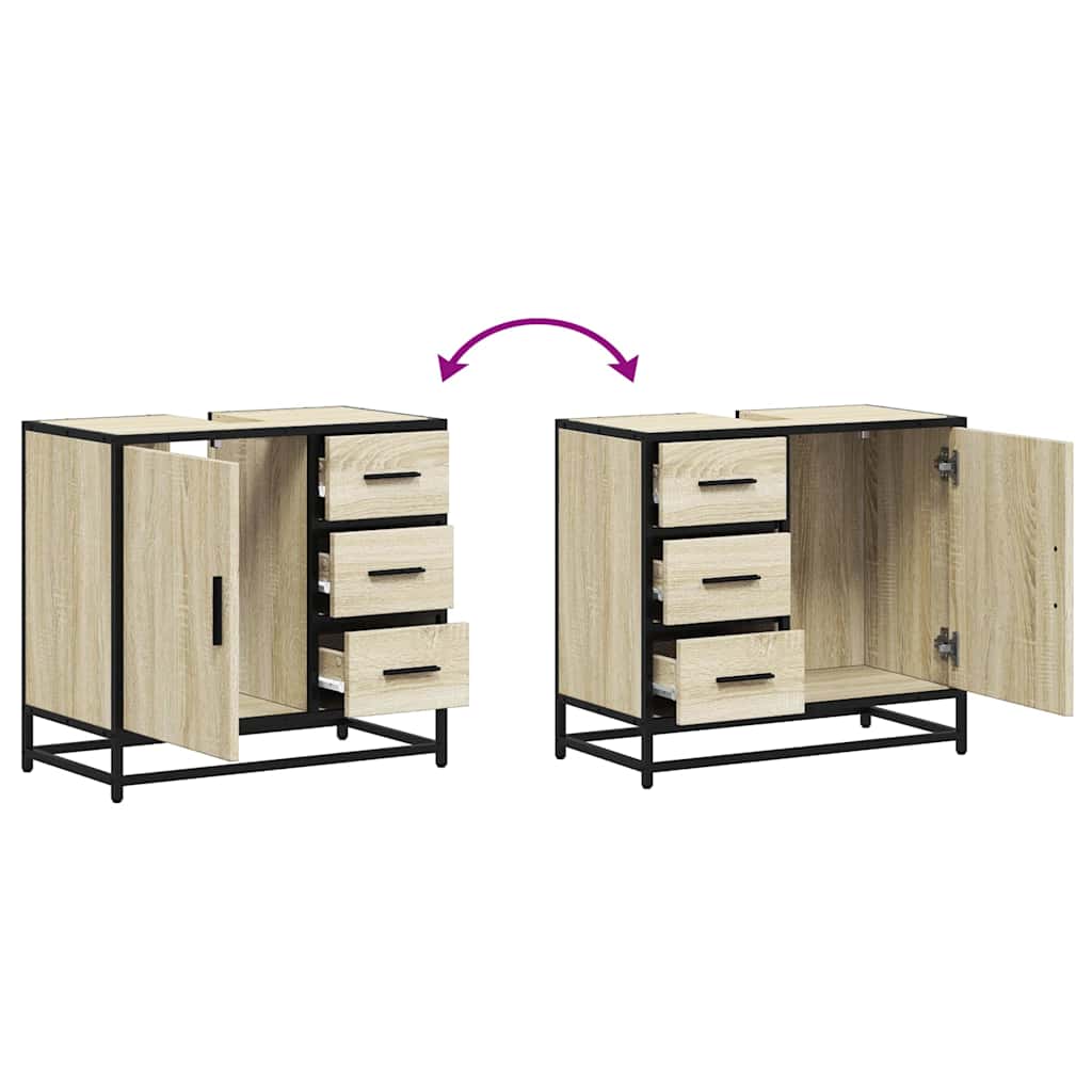 underskab til badeværelse 65x33x60 cm konstrueret træ sonoma-eg