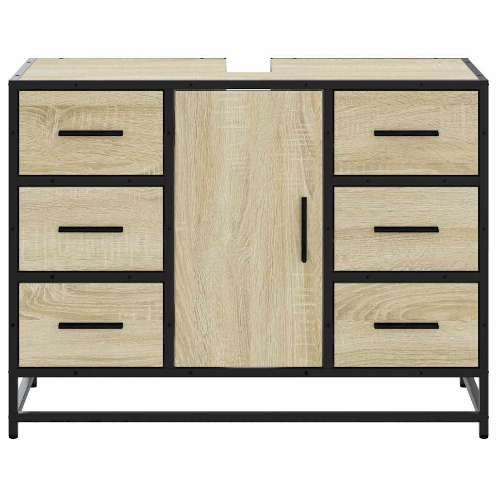 underskab til håndvask 80x33x60 cm konstrueret træ sonoma-eg