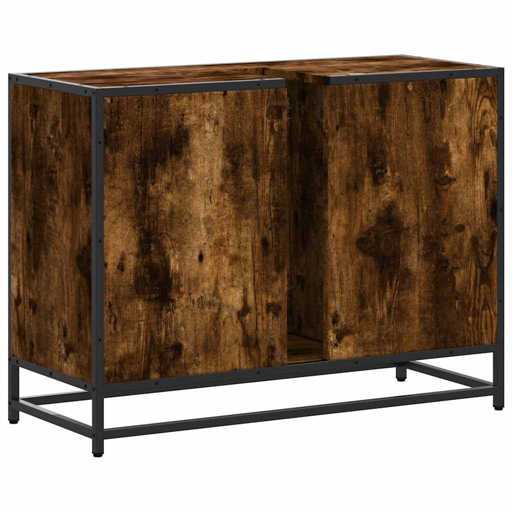 underskab til håndvask 80x33x60 cm konstrueret træ røget eg