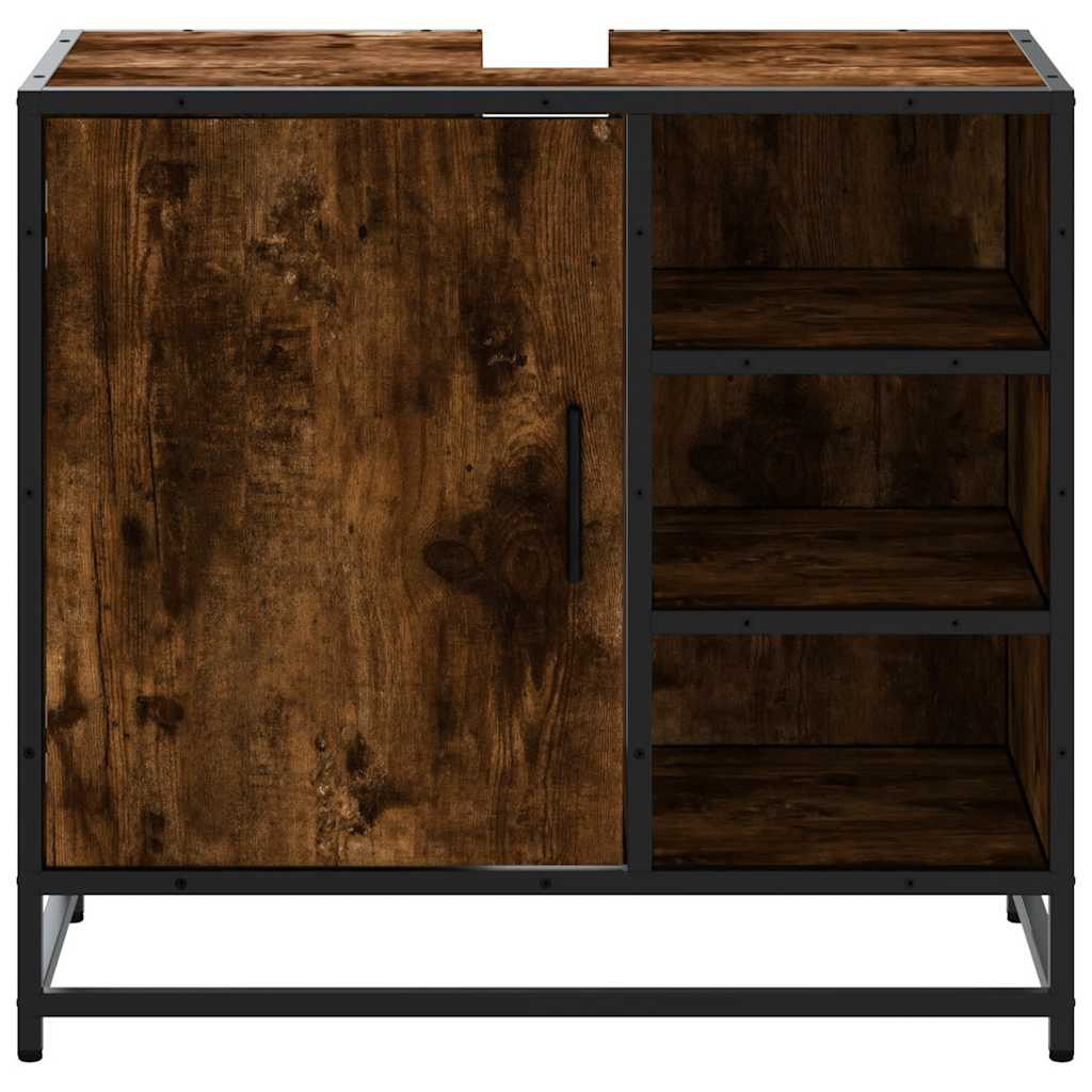 skab til håndvask til badeværelse 65x33x60 cm røget egetræ