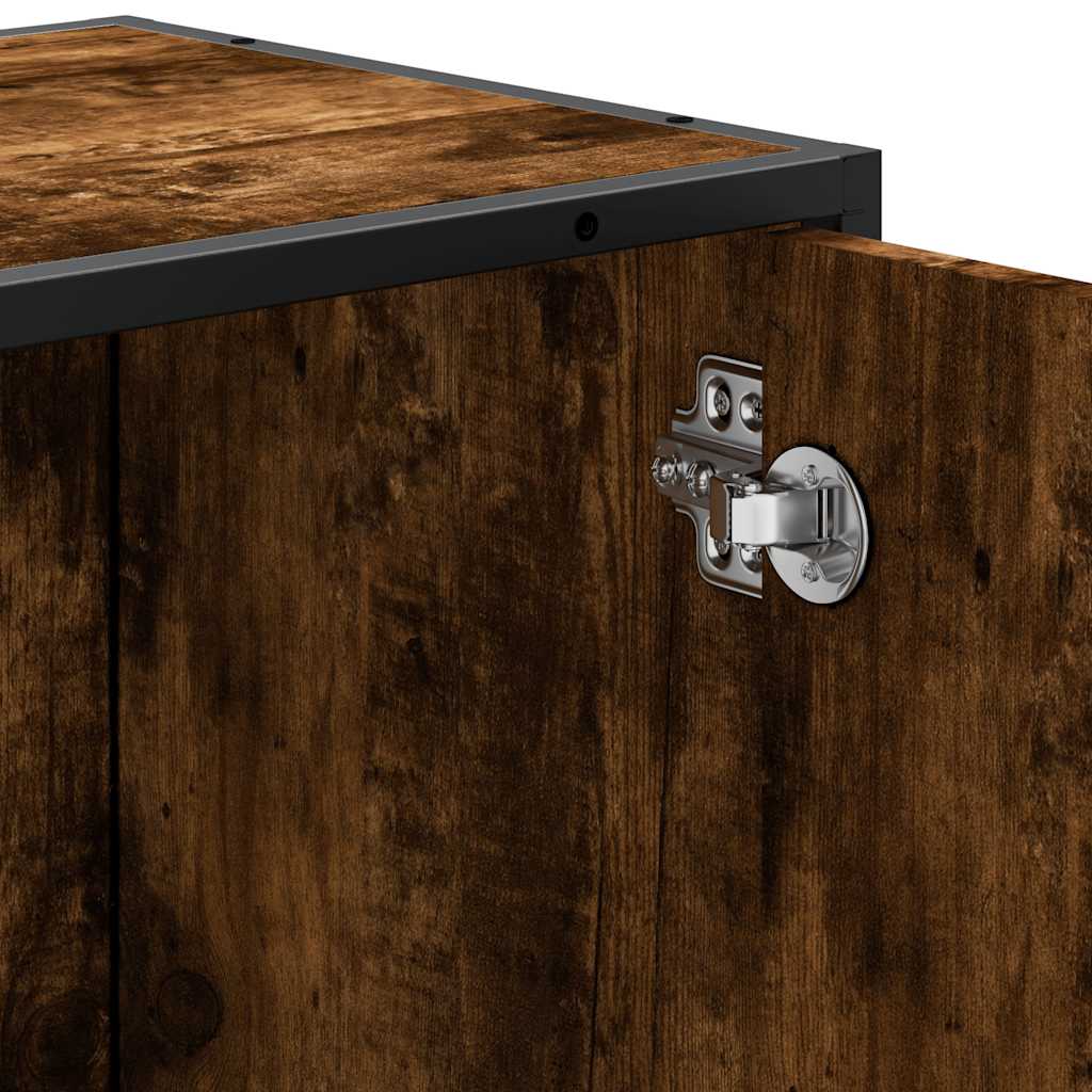 skab til håndvask til badeværelse 65x33x60 cm røget egetræ