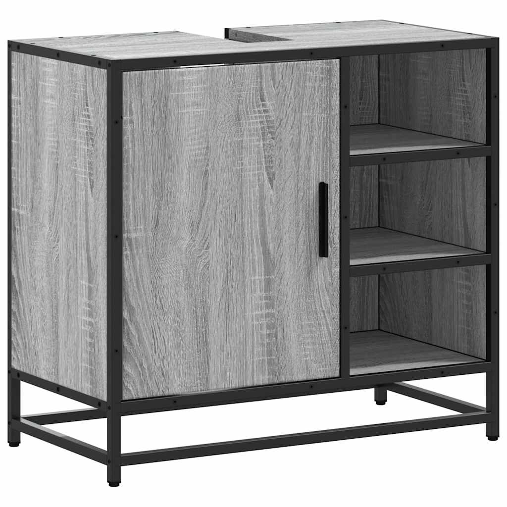 skab til håndvask til badeværelse 65x33x60 cm grå sonoma-eg
