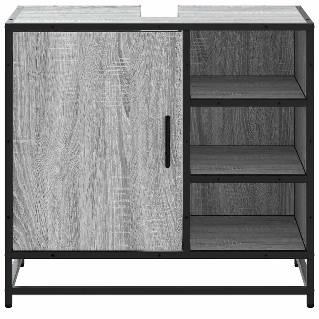 skab til håndvask til badeværelse 65x33x60 cm grå sonoma-eg