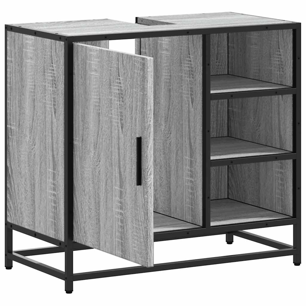 skab til håndvask til badeværelse 65x33x60 cm grå sonoma-eg