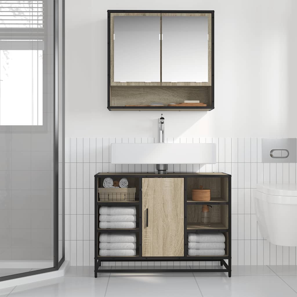 badeværelsesvaskeskab Sonoma eg 80x33x60 cm konstrueret træ