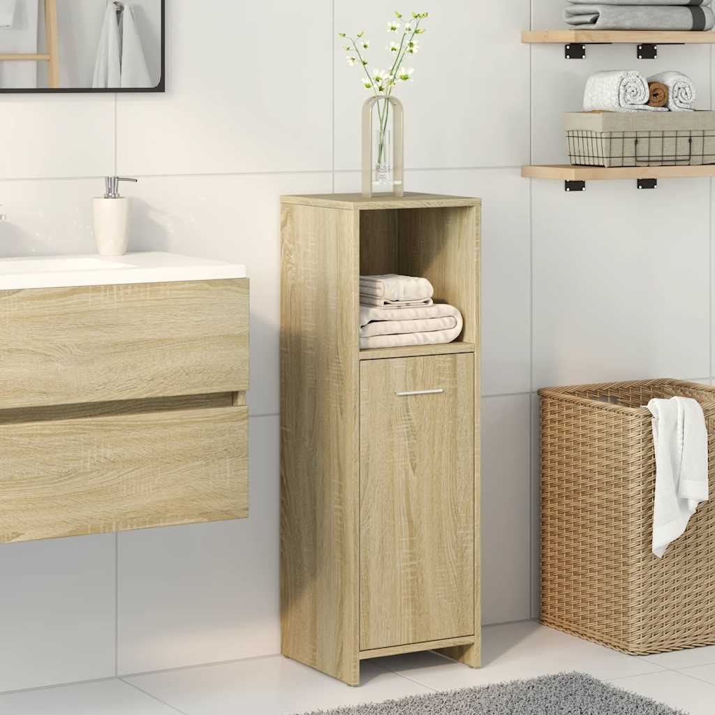 badeværelsesskab 30x30x95 cm konstrueret træ sonoma-eg