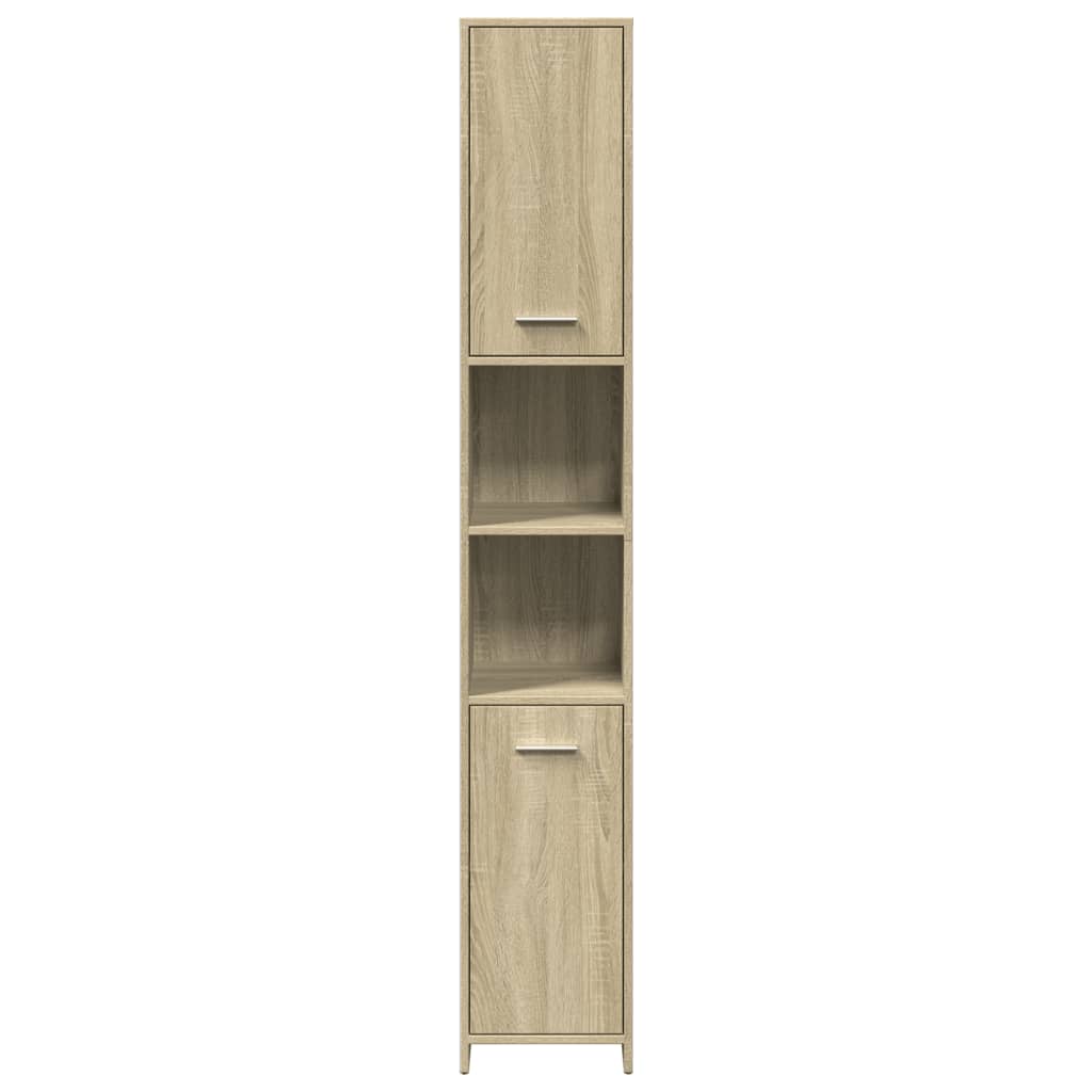 badeværelsesskab 30x30x183,5 cm konstrueret træ sonoma-eg
