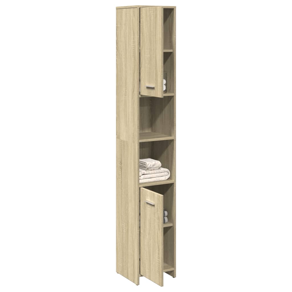 badeværelsesskab 30x30x183,5 cm konstrueret træ sonoma-eg billede