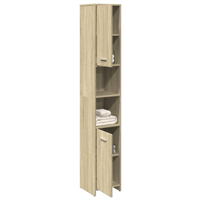 badeværelsesskab 30x30x183,5 cm konstrueret træ sonoma-eg