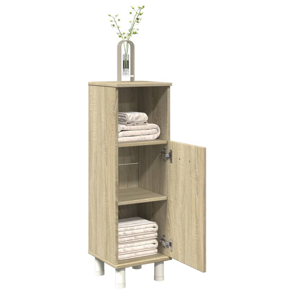 badeværelsesskab 30,5x30x95 cm konstrueret træ sonoma-eg billede