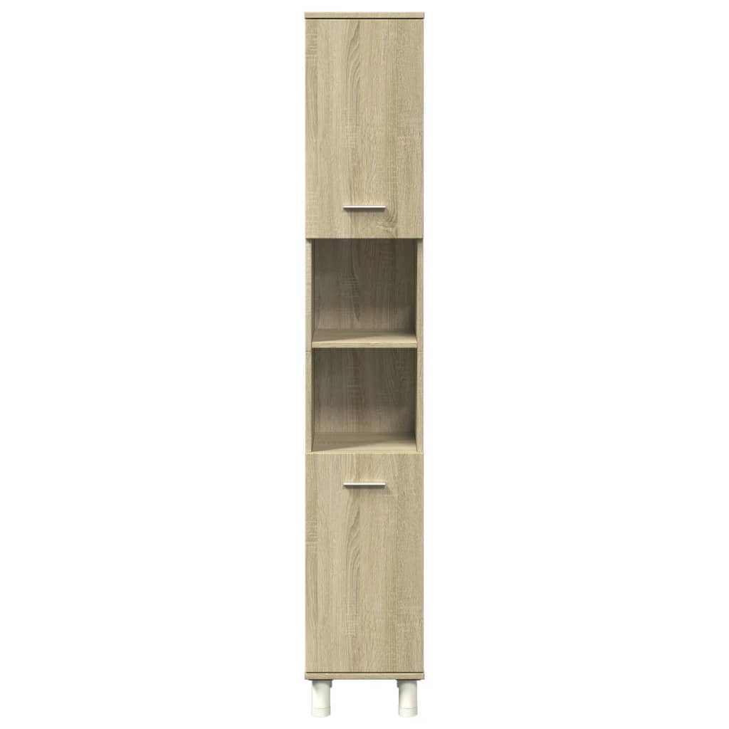 badeværelsesskab 30,5x30x179 cm konstrueret træ sonoma-eg