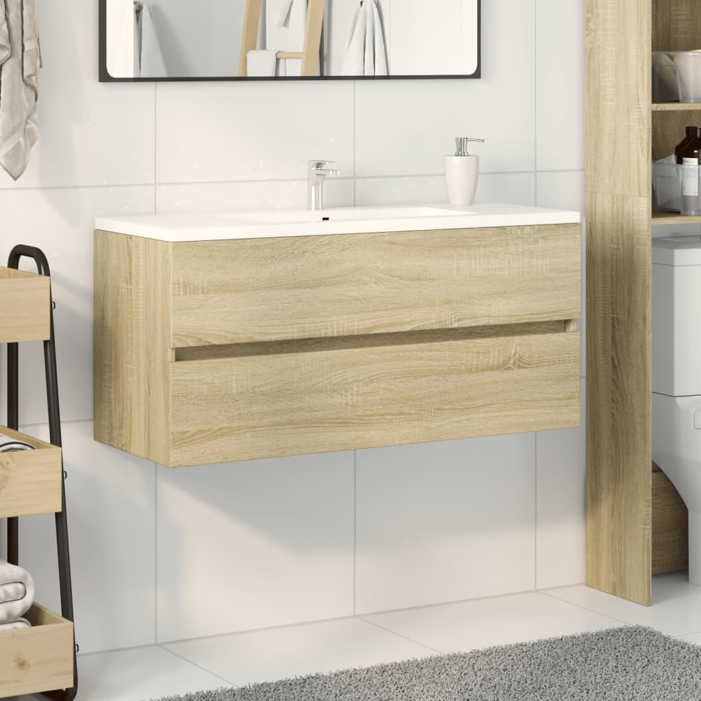 underskab til håndvask 100x38,5x45 cm konstrueret træ sonoma-eg