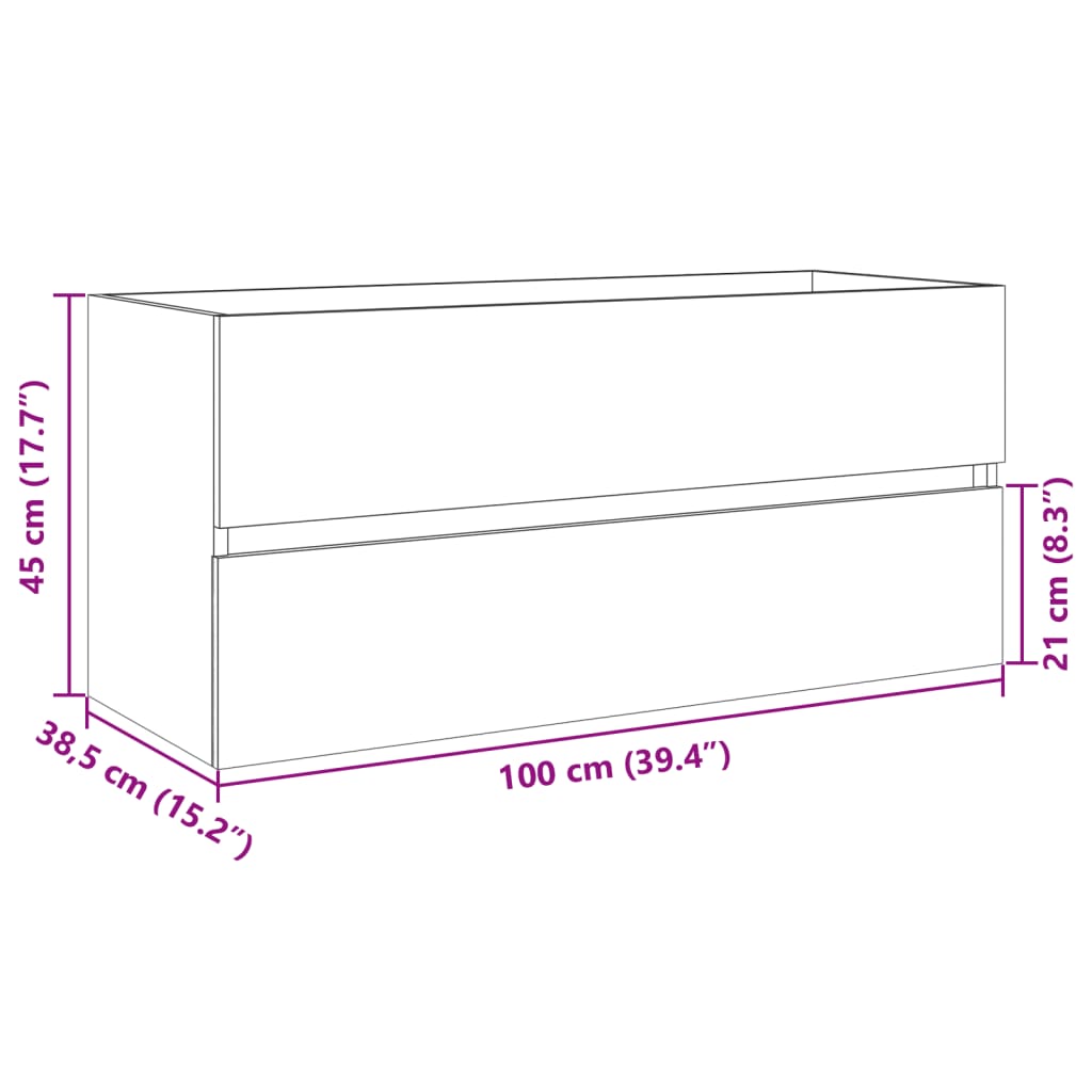 underskab til håndvask 100x38,5x45 cm konstrueret træ sonoma-eg