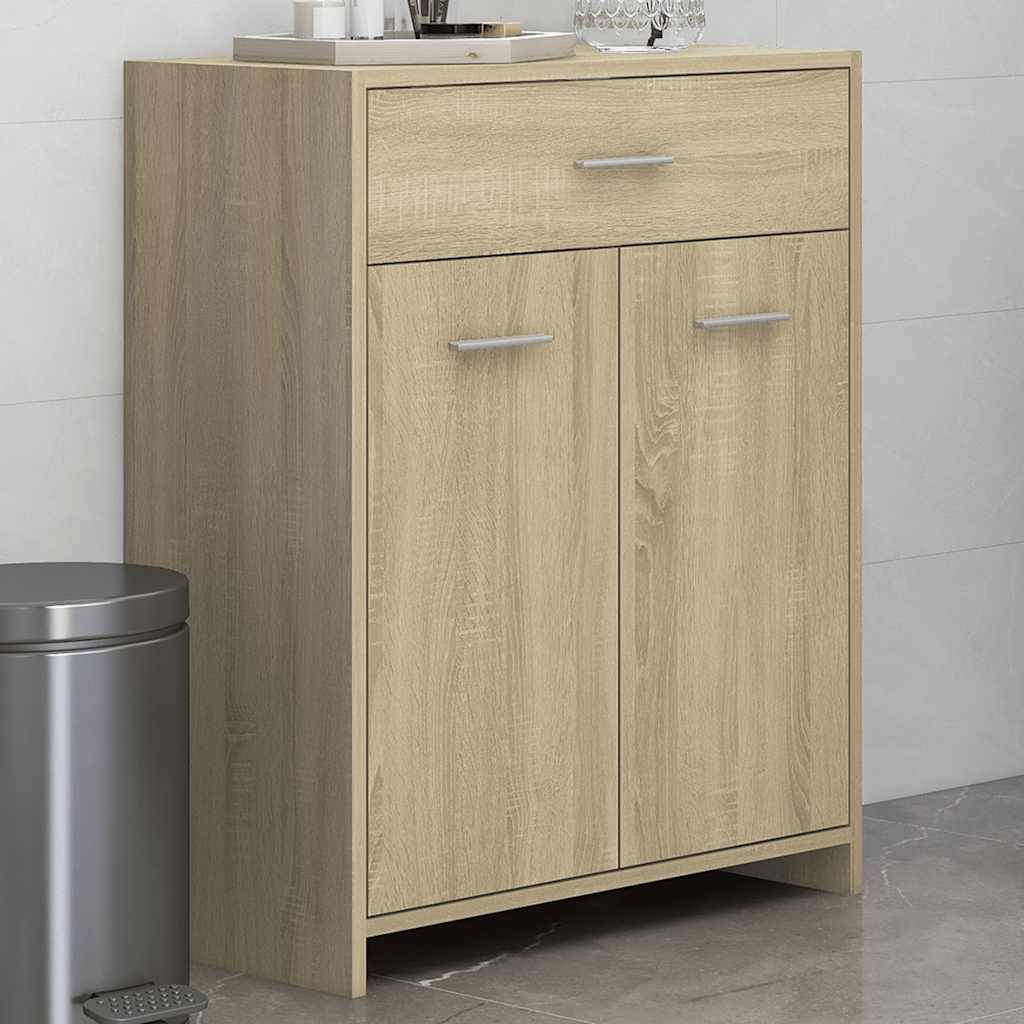 badeværelsesskab 60x33x80 cm konstrueret træ sonoma-eg