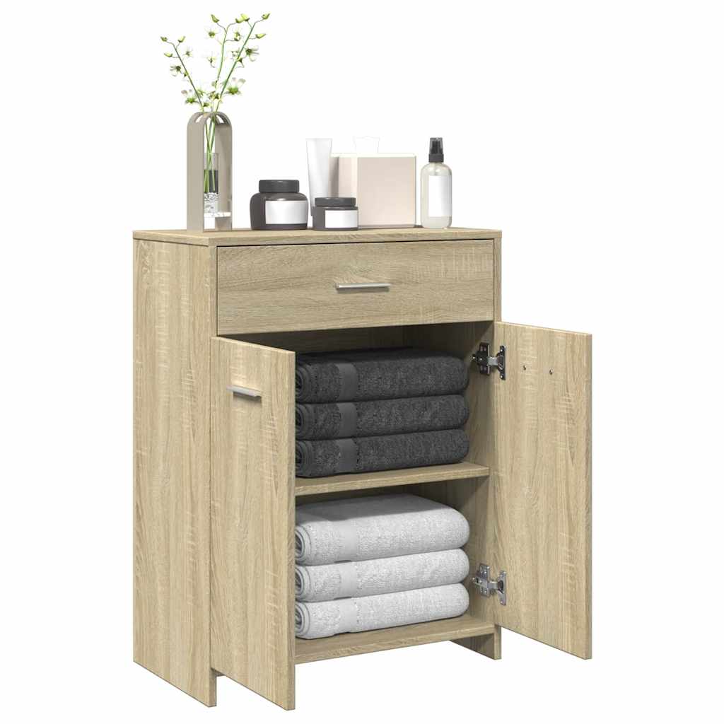 badeværelsesskab 60x33x80 cm konstrueret træ sonoma-eg billede