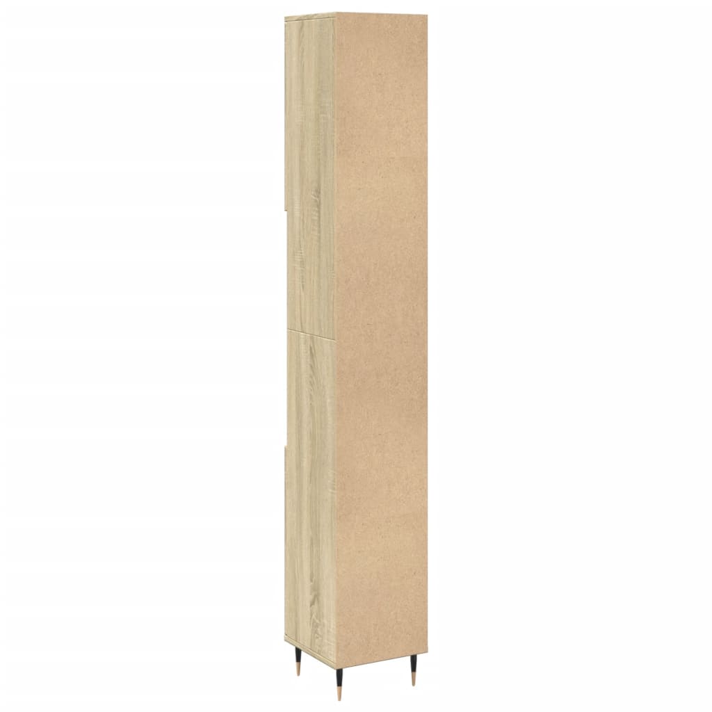 badeværelsesskab 30x30x190 cm konstrueret træ sonoma-eg