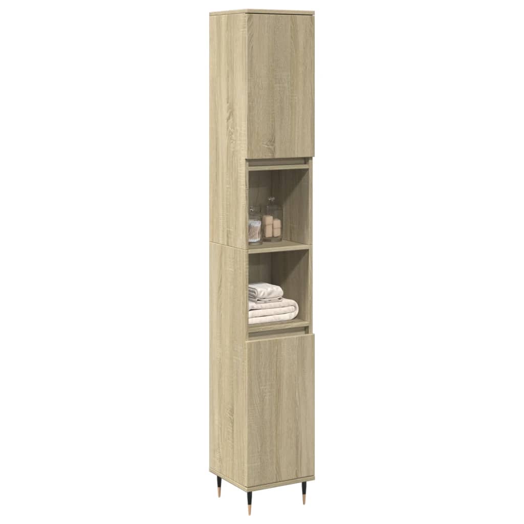 badeværelsesskab 30x30x190 cm konstrueret træ sonoma-eg