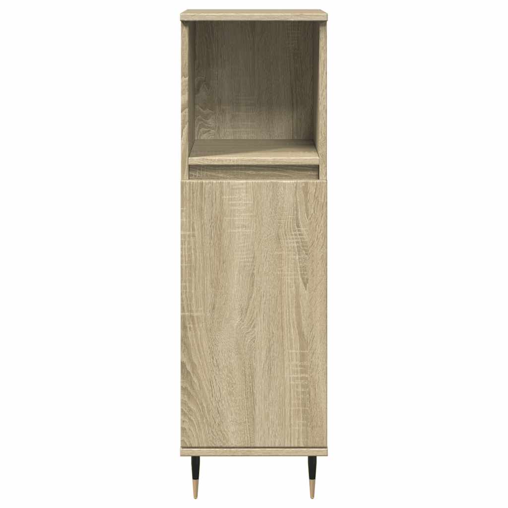 badeværelsesskab 30x30x100 cm konstrueret træ sonoma-eg
