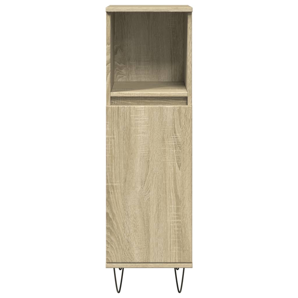 badeværelsesskab 30x30x100 cm konstrueret træ sonoma-eg