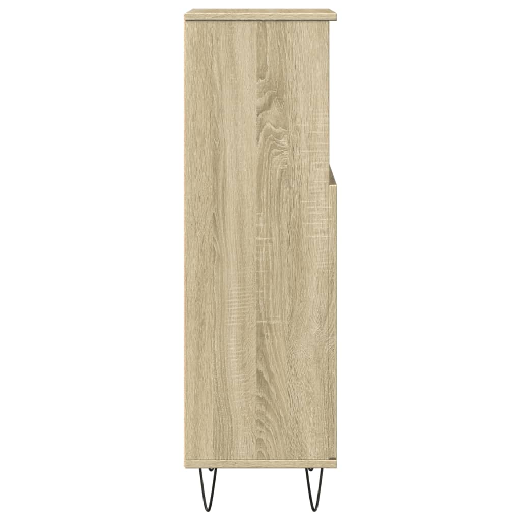 badeværelsesskab 30x30x100 cm konstrueret træ sonoma-eg