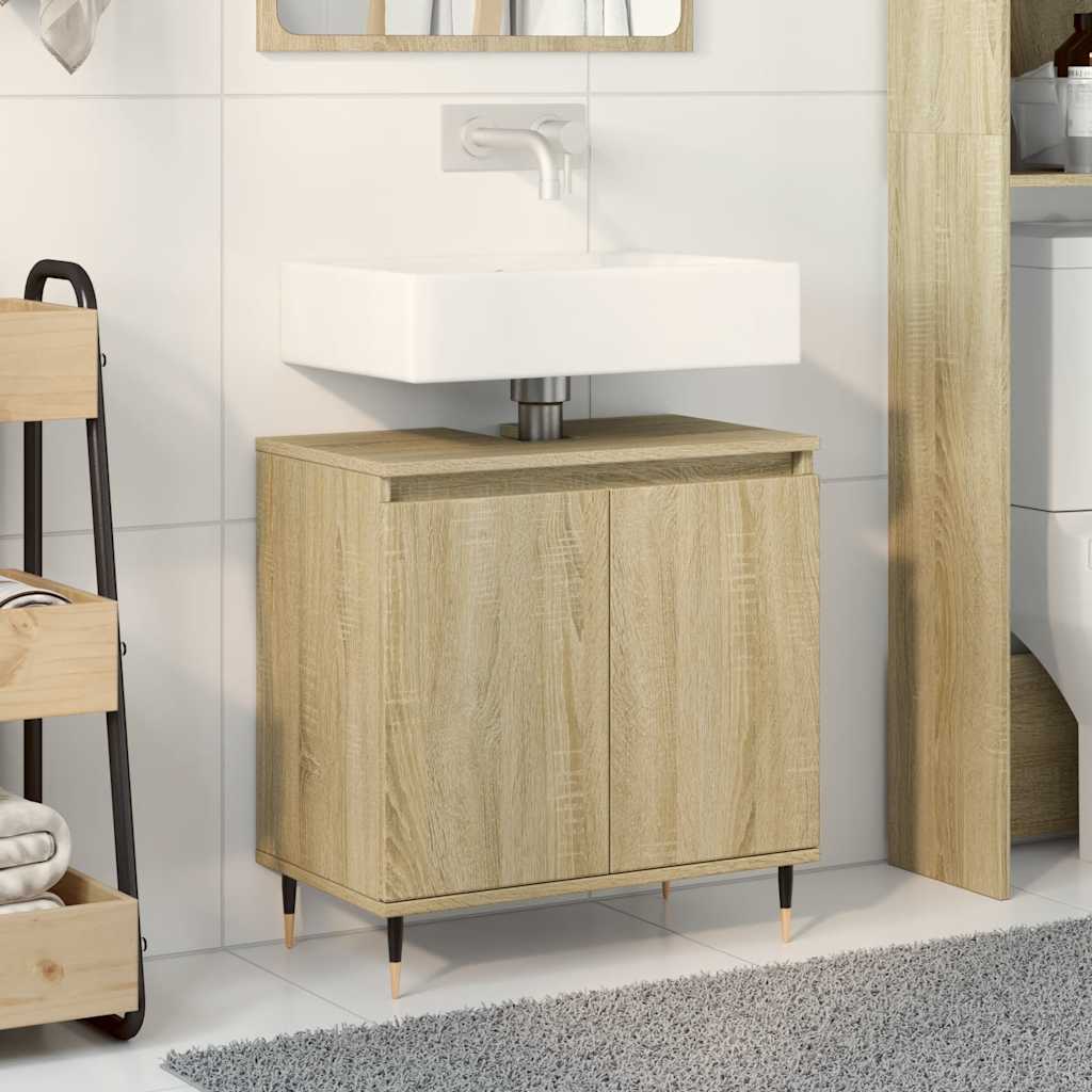 badeværelsesskab 58x33x60 cm konstrueret træ sonoma-eg billede