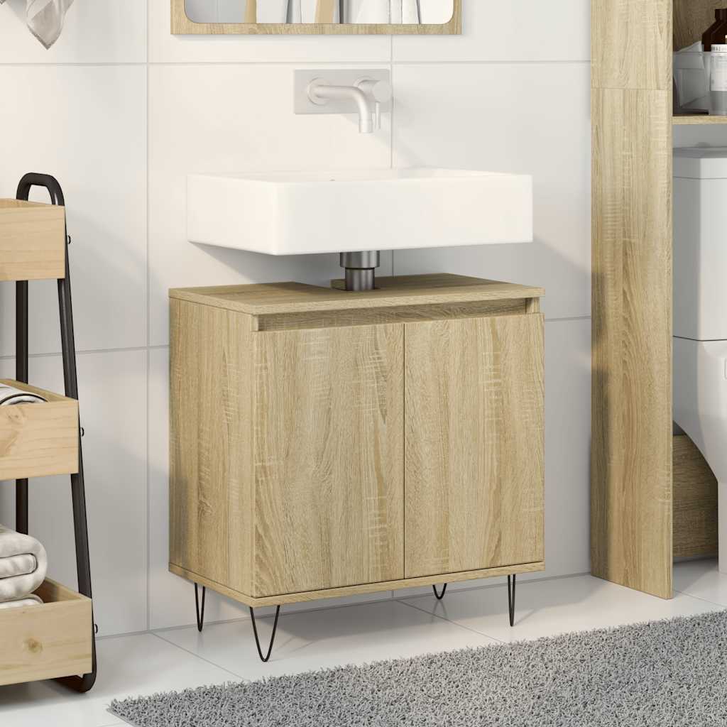 badeværelsesskab 58x33x60 cm konstrueret træ sonoma-eg billede