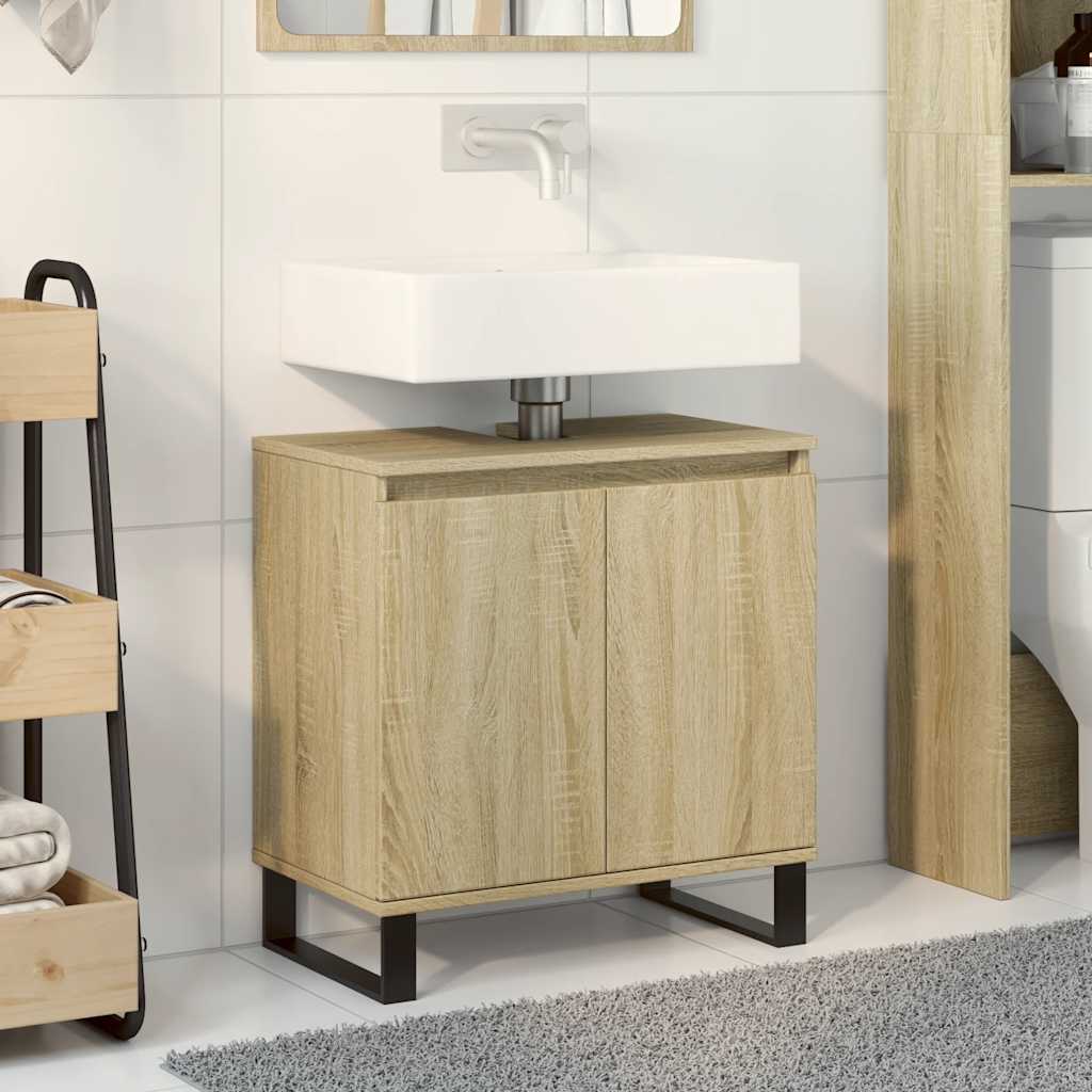 badeværelsesskab 58x33x60 cm konstrueret træ sonoma-eg billede