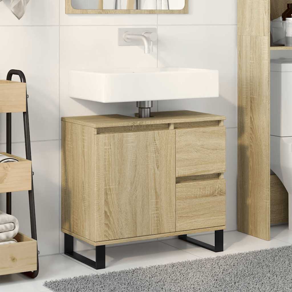 badeværelsesskab 65x33x60 cm konstrueret træ sonoma-eg billede