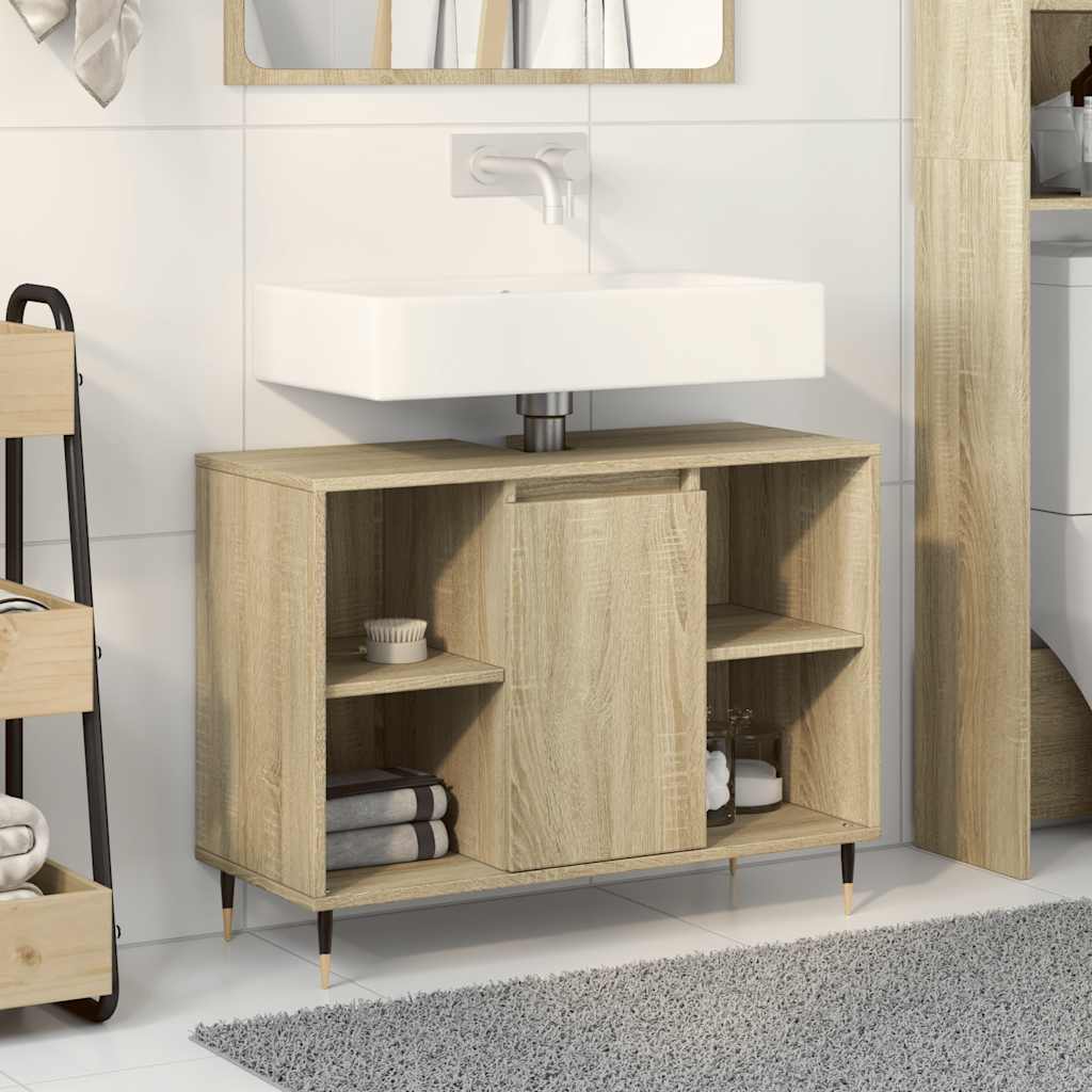 badeværelsesskab 80x33x60 cm konstrueret træ sonoma-eg