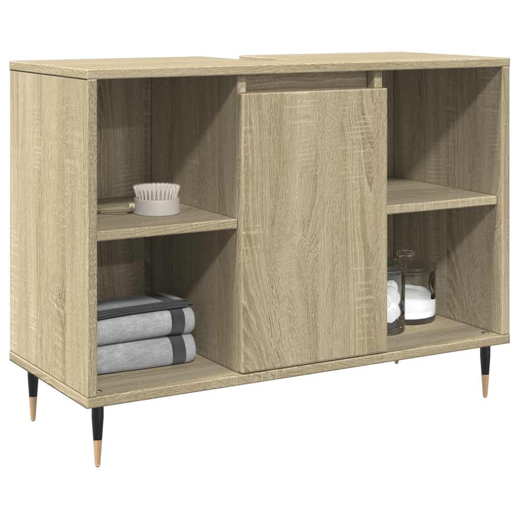 badeværelsesskab 80x33x60 cm konstrueret træ sonoma-eg billede