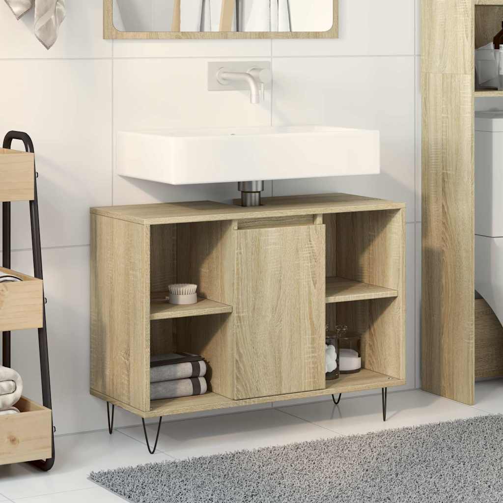 badeværelsesskab 80x33x60 cm konstrueret træ sonoma-eg