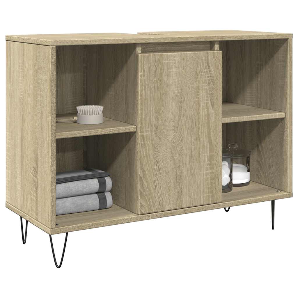 badeværelsesskab 80x33x60 cm konstrueret træ sonoma-eg billede