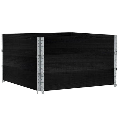 pallerammer 3 stk. 100x100 cm massivt fyrretræ sort