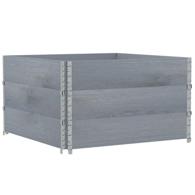 pallerammer 3 stk. 100x100 cm massivt fyrretræ grå
