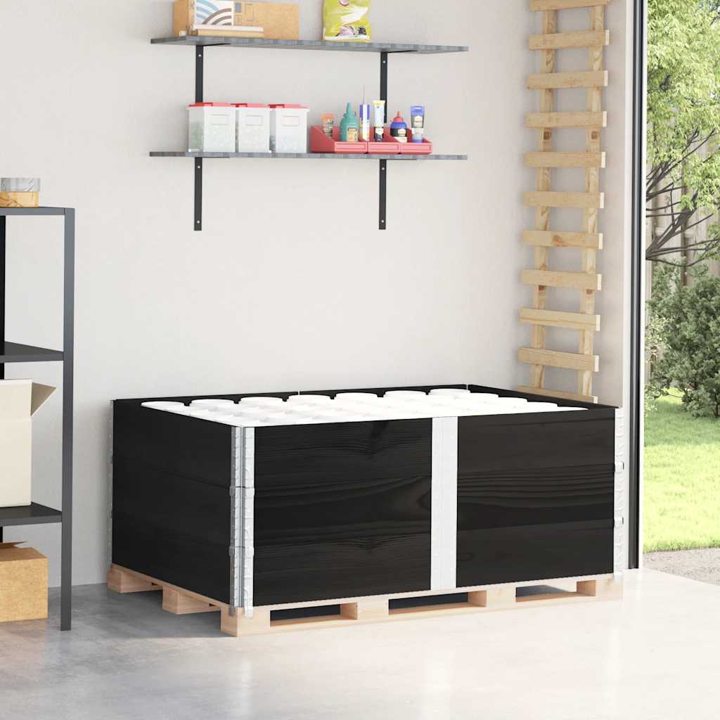 pallerammer 3 stk. 150x100 cm massivt fyrretræ sort billede