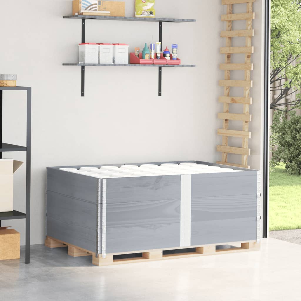 pallerammer 3 stk. 150x100 cm massivt fyrretræ grå billede