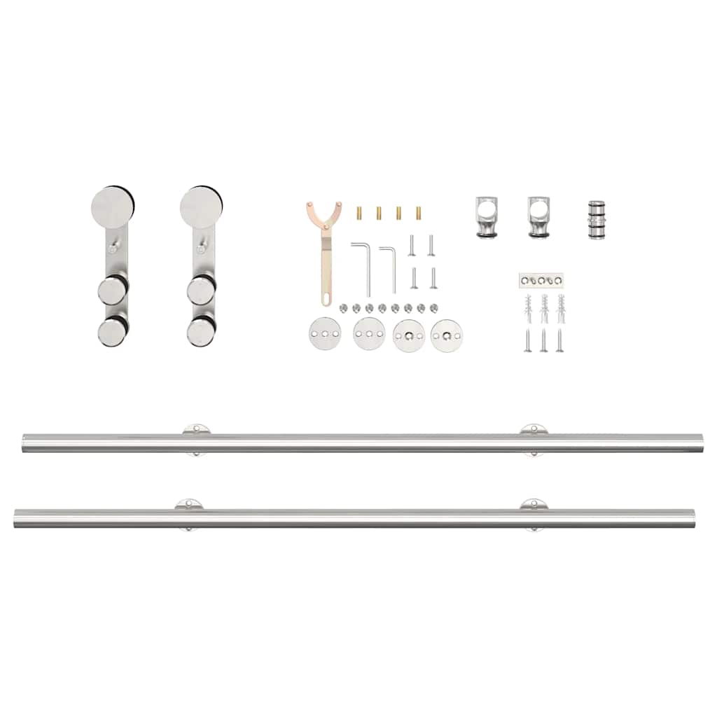 hardwarekit til skydedør 200 cm rustfrit stål sølvfarvet
