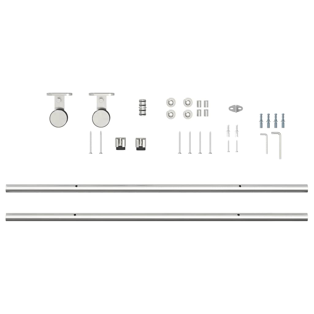 hardwarekit til skydedør 183 cm rustfrit stål sølvfarvet
