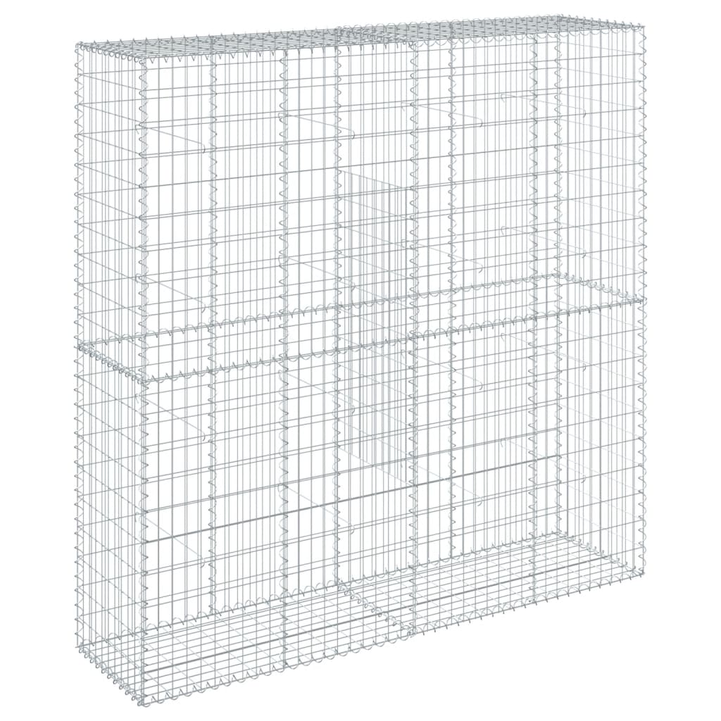 gabionkurv med cover 200x50x200 cm galvaniseret jern