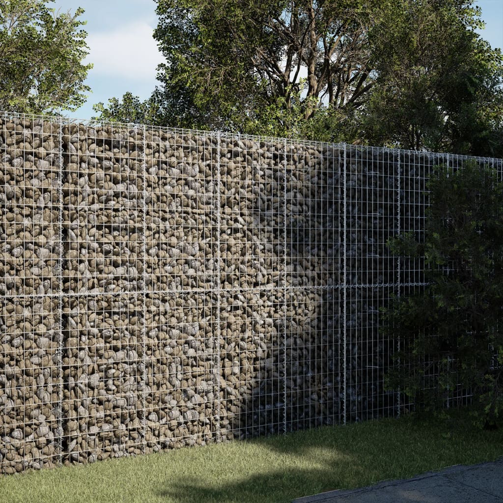 gabionkurv med cover 200x50x200 cm galvaniseret jern