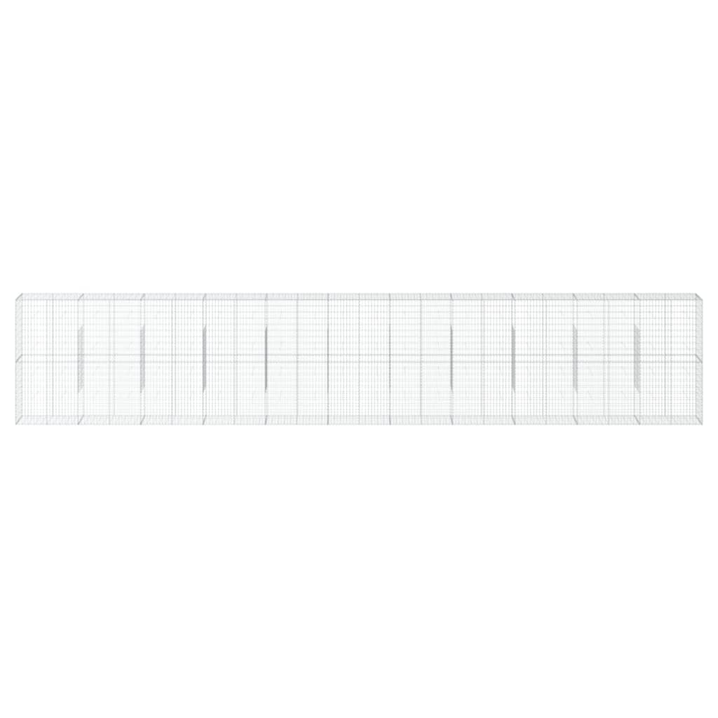 gabionkurv med cover 1100x50x200 cm galvaniseret jern