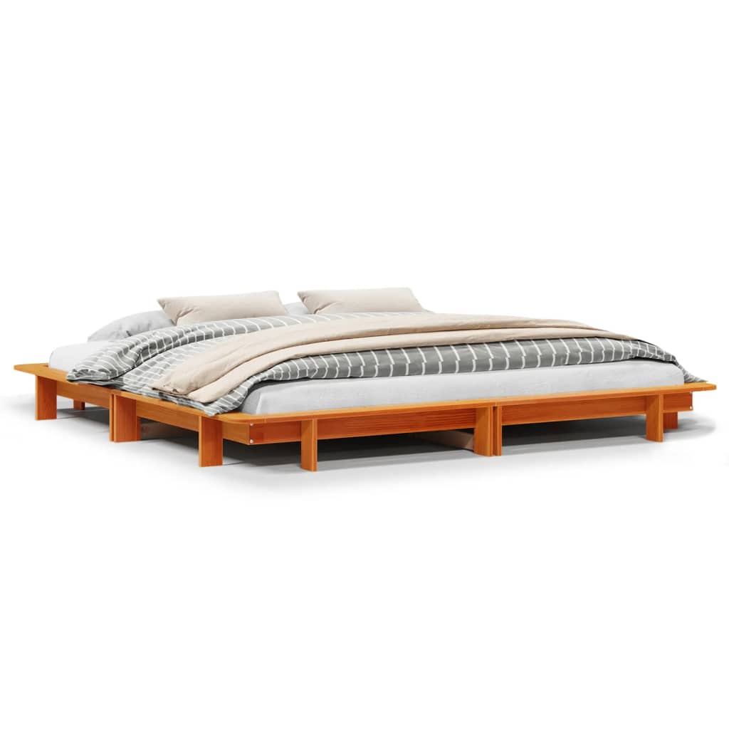 sengeramme uden madras 160x200 cm massivt fyrretræ gyldenbrun