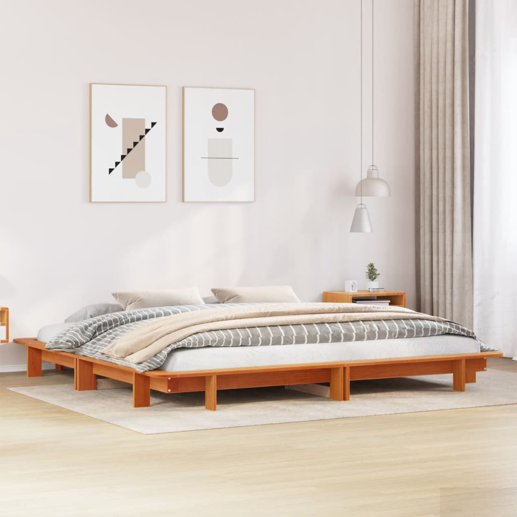 sengeramme uden madras 160x200 cm massivt fyrretræ gyldenbrun