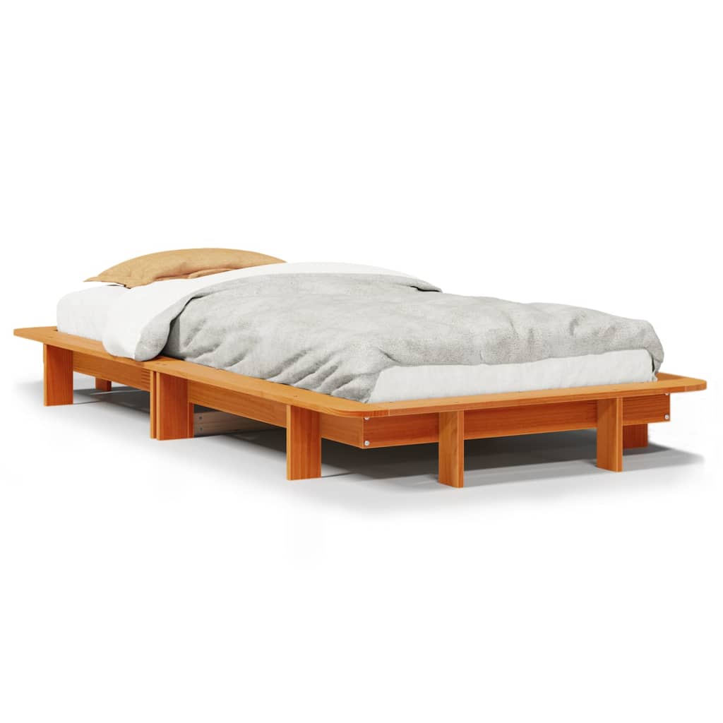 sengeramme uden madras 100x200 cm massivt fyrretræ gyldenbrun