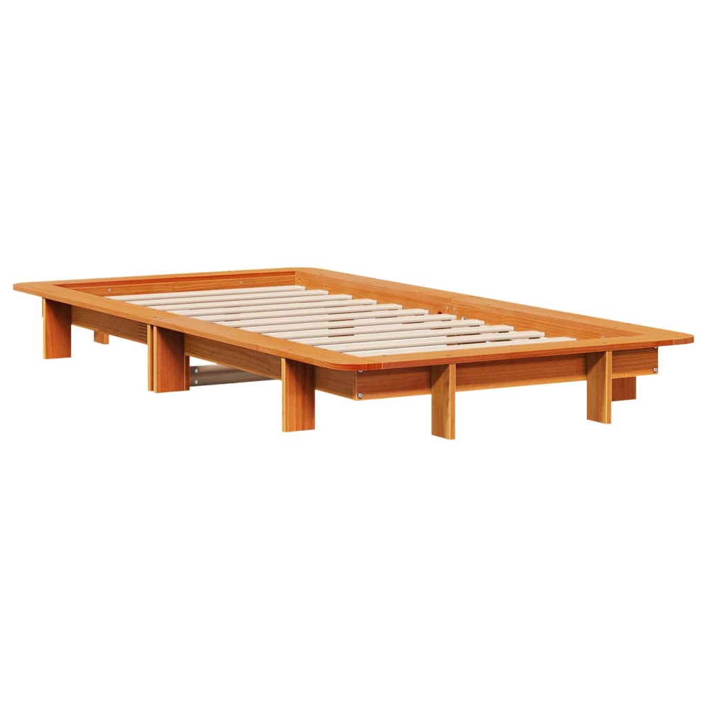 sengeramme uden madras 100x200 cm massivt fyrretræ gyldenbrun