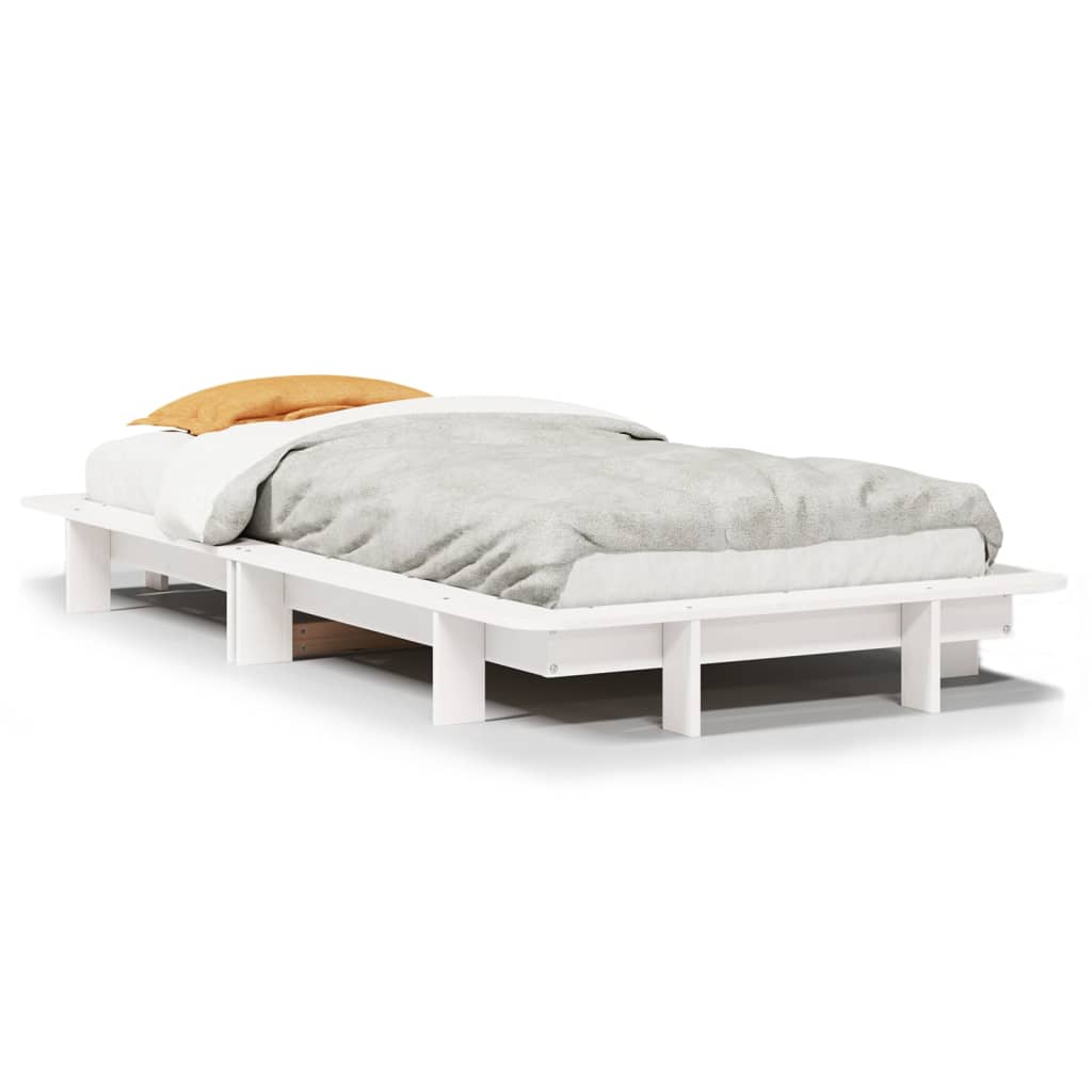 sengeramme uden madras 90x200 cm massivt fyrretræ hvid